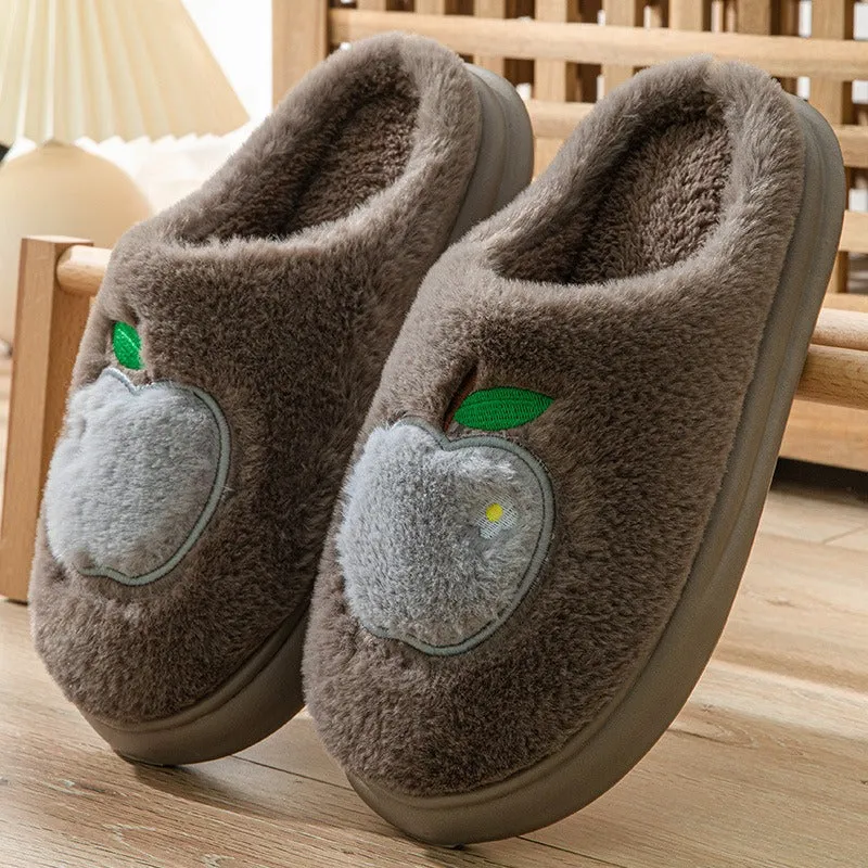 Women winter cotton slippers with heel can be worn outside to keep warm and velvet indoor home thick sole waterproof