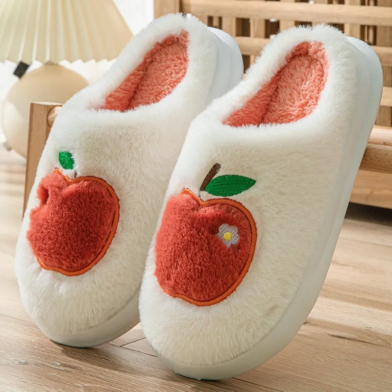 Women winter cotton slippers with heel can be worn outside to keep warm and velvet indoor home thick sole waterproof