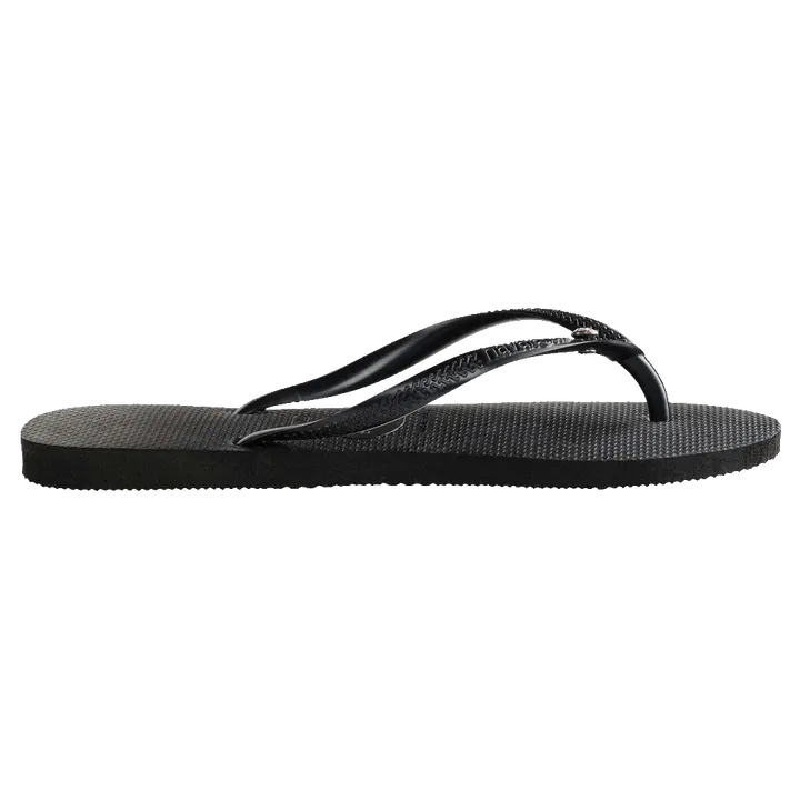 Womens Havaianas Slim Coloured Crystal Thongs - Black/Light Rose