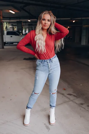 Wrapped In Style Body Suit - Brick