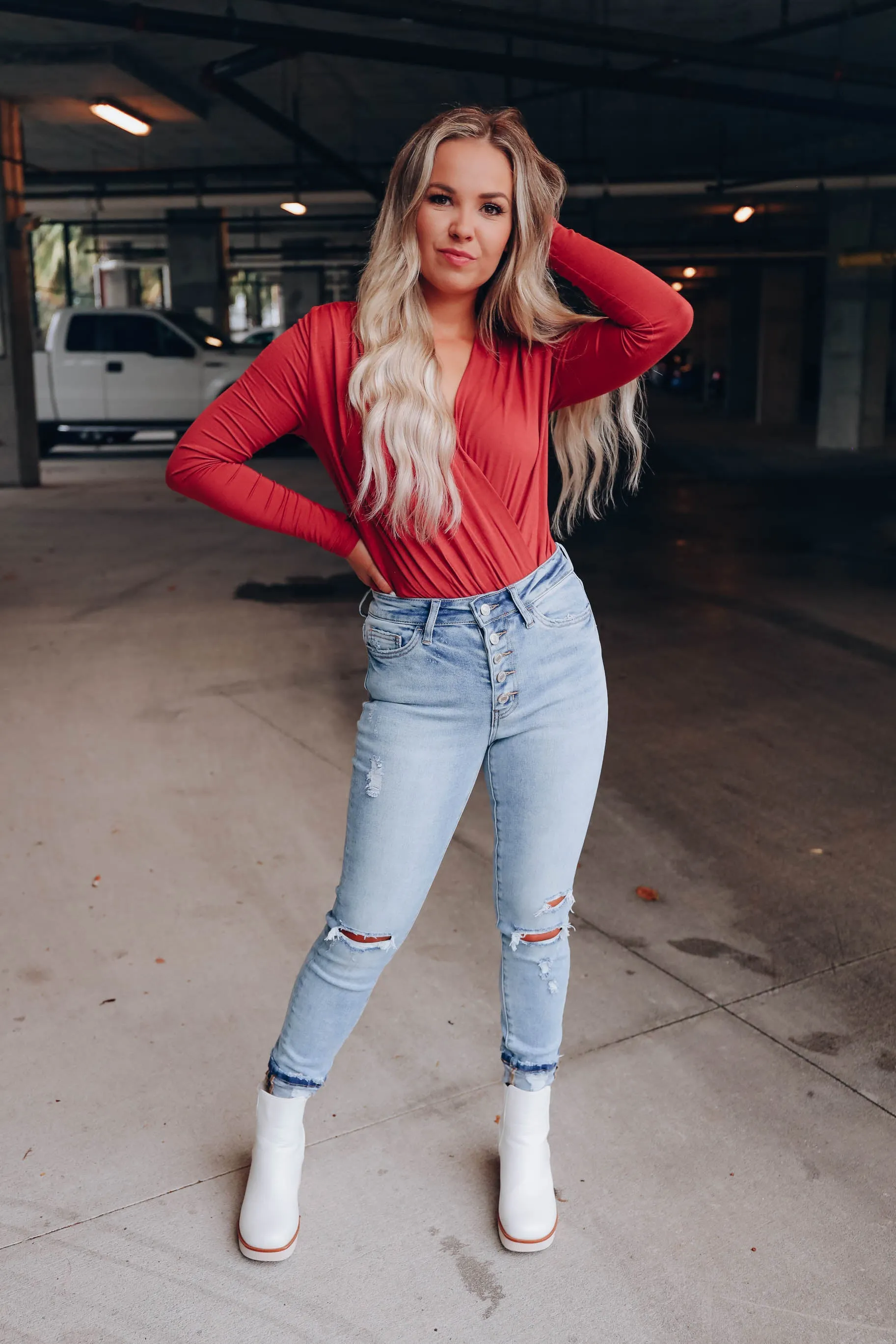 Wrapped In Style Body Suit - Brick