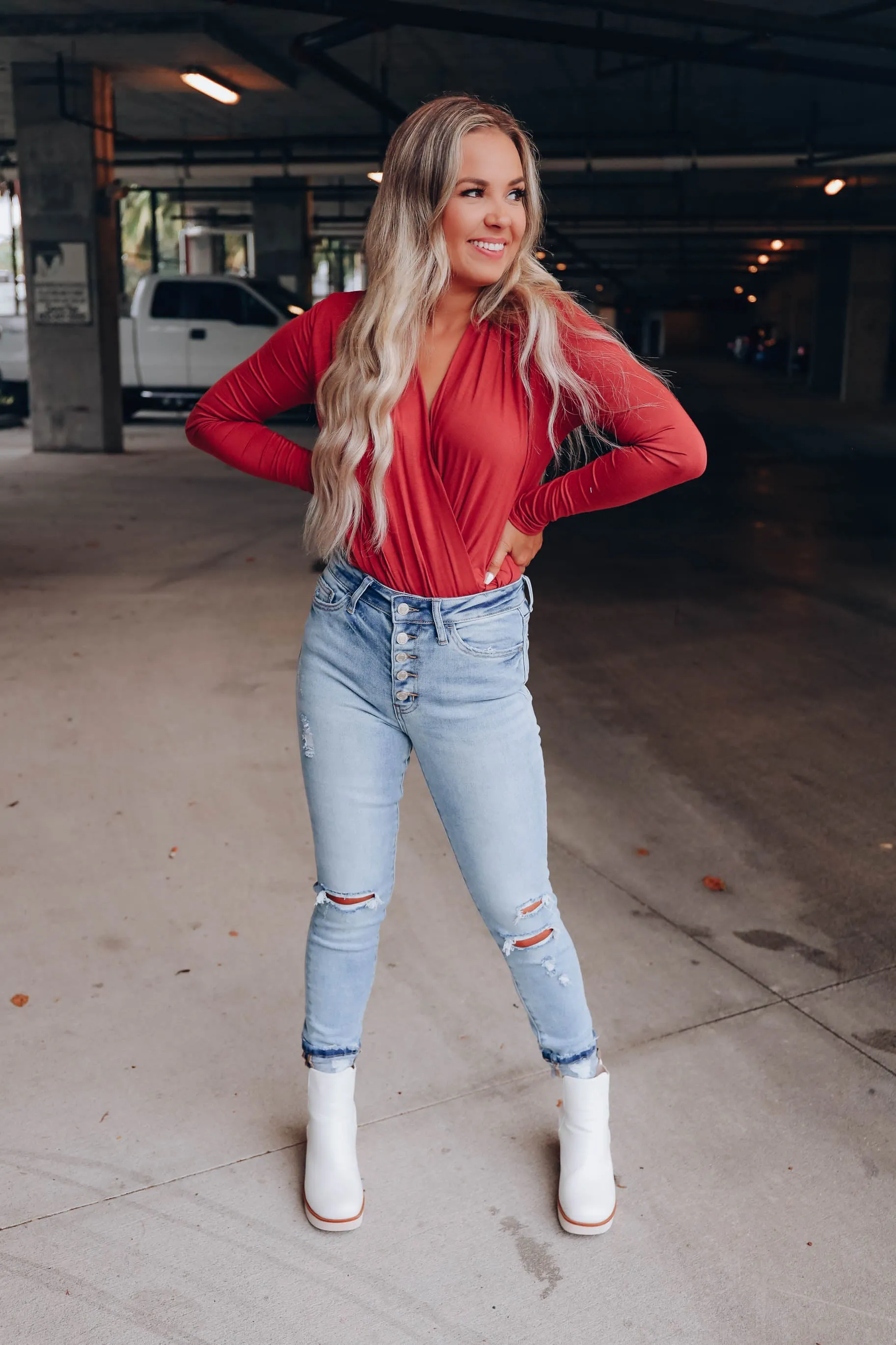Wrapped In Style Body Suit - Brick